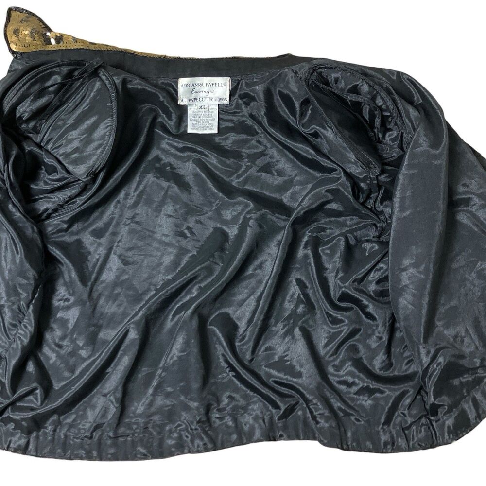 Vintage Adrianna Papell Gold Black Silk Sequin‎ 1990s Evening Jacket - Picture 5 of 11